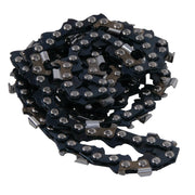 Photo of Craftsman chainsaw chain CMXGZAM700118, black and silver color, closeup on white background.