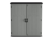 Front angle photo of Craftsman outdoor storage cabinet CMXRCSCBMSC6252, gray double doors with black handles.