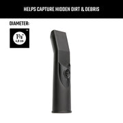 Photo of Craftsman black vacuum nozzle, 1-7/8 in diameter, upright on white background, model CMXZVBE38336.