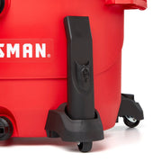 Photo of Craftsman CMXZVBE38337 vacuum wheel with black caster attached, angled view on white background.