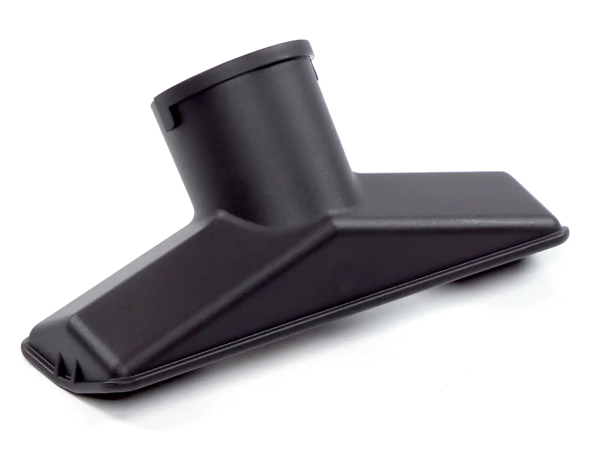 A black plastic vacuum cleaner nozzle attachment designed for cleaning upholstery or flat surfaces, shown on a white background.