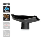 Craftsman black funnel-shaped vacuum nozzle, graphics highlight SKU CMXZVBE38676 best for liquids and jobsite.