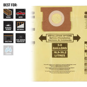 CRAFTSMAN CMXZVBE38775 vacuum bag packaging, recommended for wood, auto, debris, drywall, cold ash, fine particles.