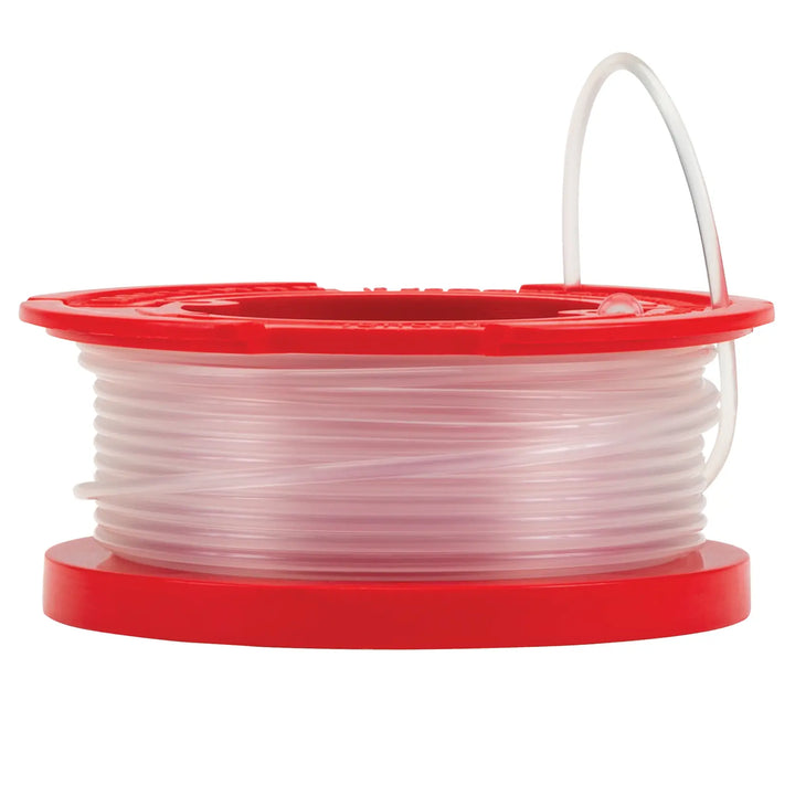 Photo of Craftsman nylon trimmer line spool with red base, side view, SKU CMZST065.