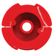 Photo of Craftsman CMZST065 red replacement spool for string trimmer, shown from top on white background.